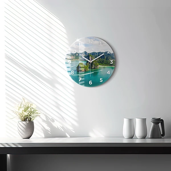 Wanduhr glas rund Insel in Thailand