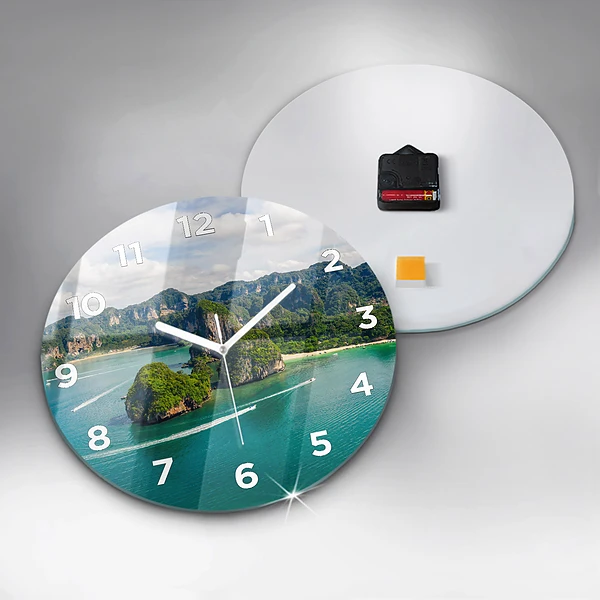 Wanduhr glas rund Insel in Thailand