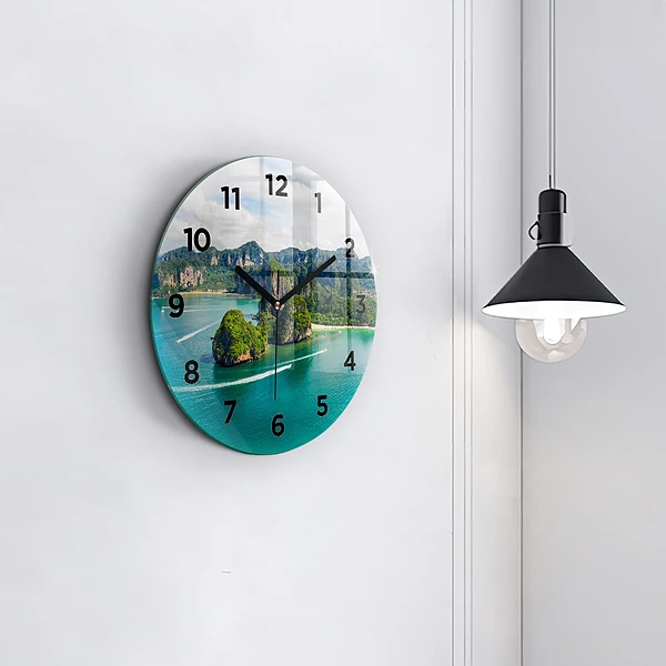 Wanduhr glas rund Insel in Thailand