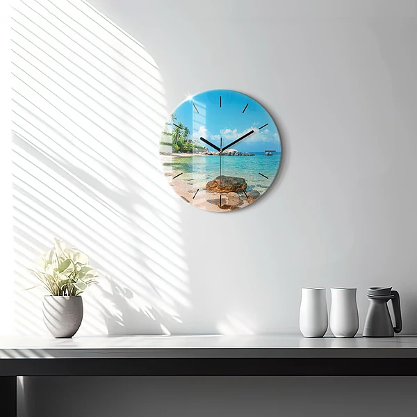 Wanduhr rund Schöner Strand in Thailand