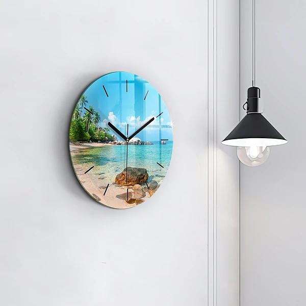 Wanduhr rund Schöner Strand in Thailand