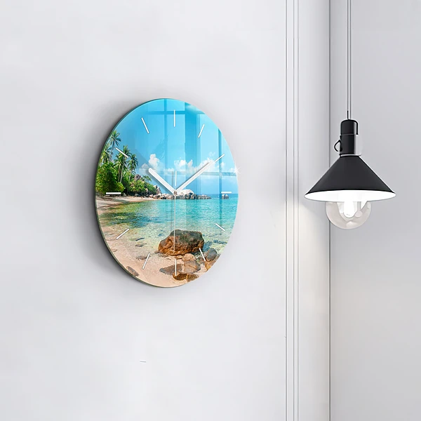 Wanduhr rund Schöner Strand in Thailand