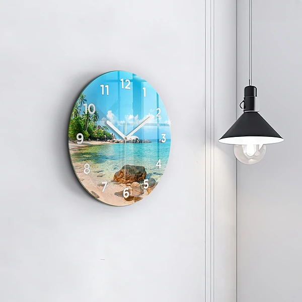 Wanduhr rund Schöner Strand in Thailand