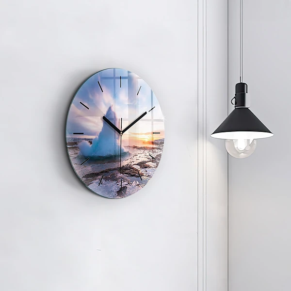 Wanduhr rund mit motiv Geysir auf der Insel Island