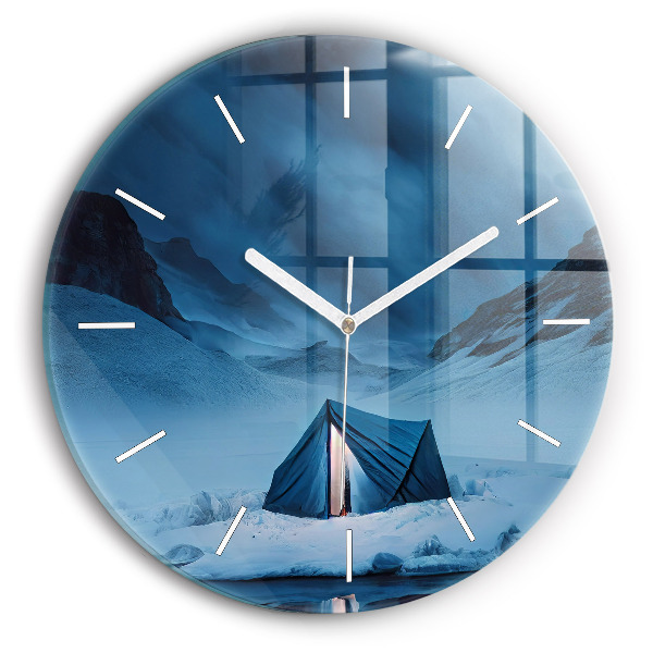 Wanduhr rund mit motiv Zelt in den Bergen von Island