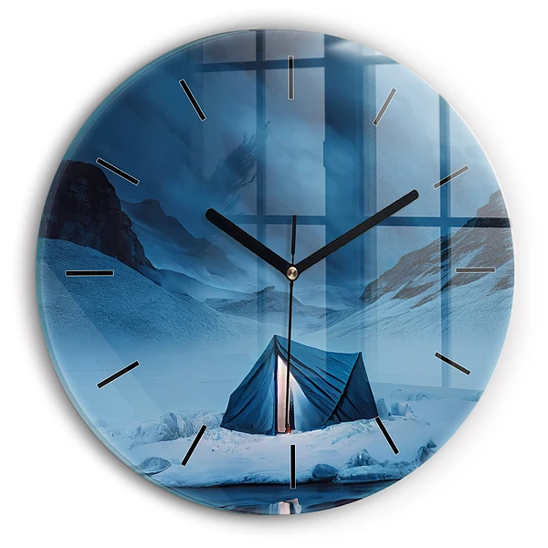 Wanduhr rund mit motiv Zelt in den Bergen von Island