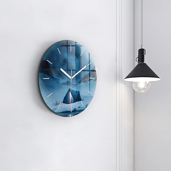 Wanduhr rund mit motiv Zelt in den Bergen von Island