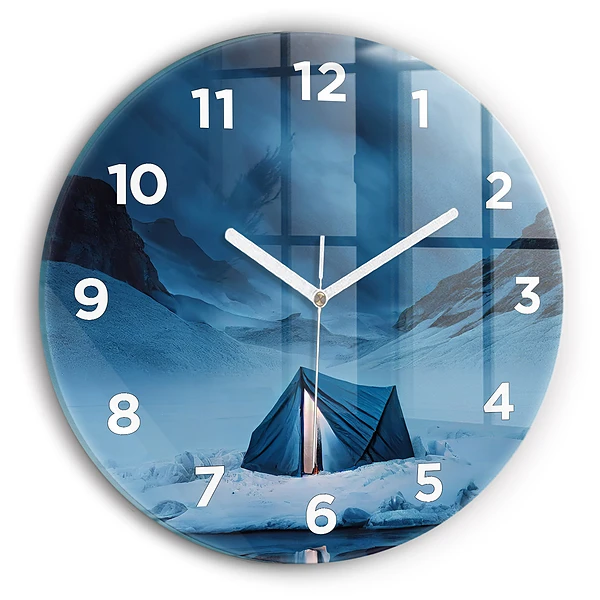 Wanduhr rund mit motiv Zelt in den Bergen von Island
