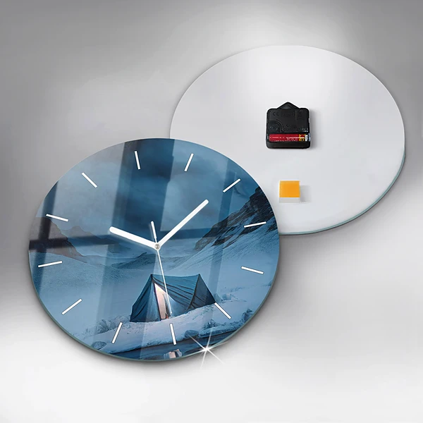 Wanduhr rund mit motiv Zelt in den Bergen von Island