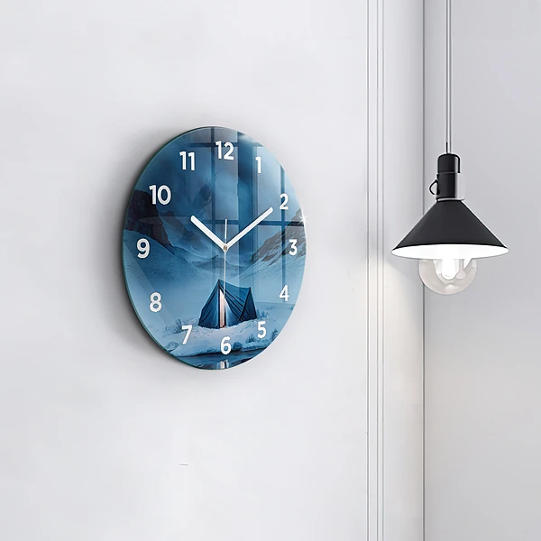 Wanduhr rund mit motiv Zelt in den Bergen von Island