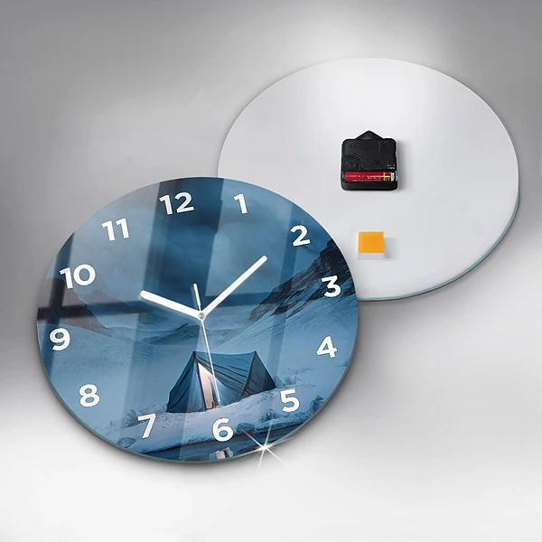 Wanduhr rund mit motiv Zelt in den Bergen von Island