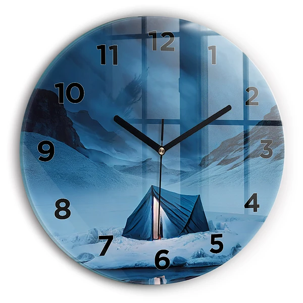 Wanduhr rund mit motiv Zelt in den Bergen von Island