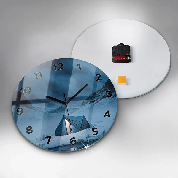 Wanduhr rund mit motiv Zelt in den Bergen von Island