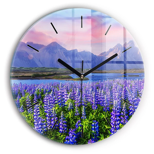 Wanduhr glas rund Bergblick Island