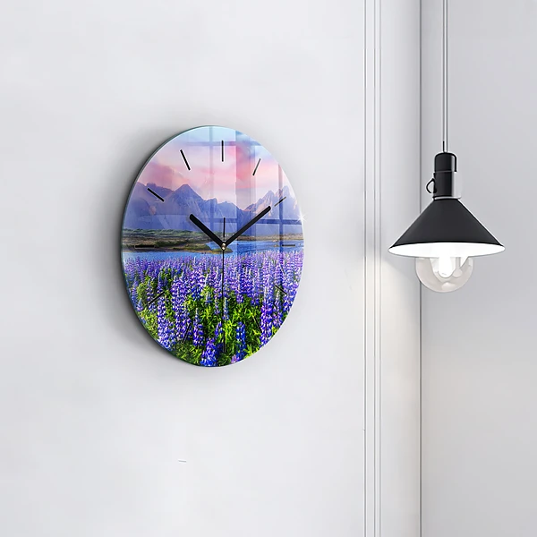 Wanduhr glas rund Bergblick Island