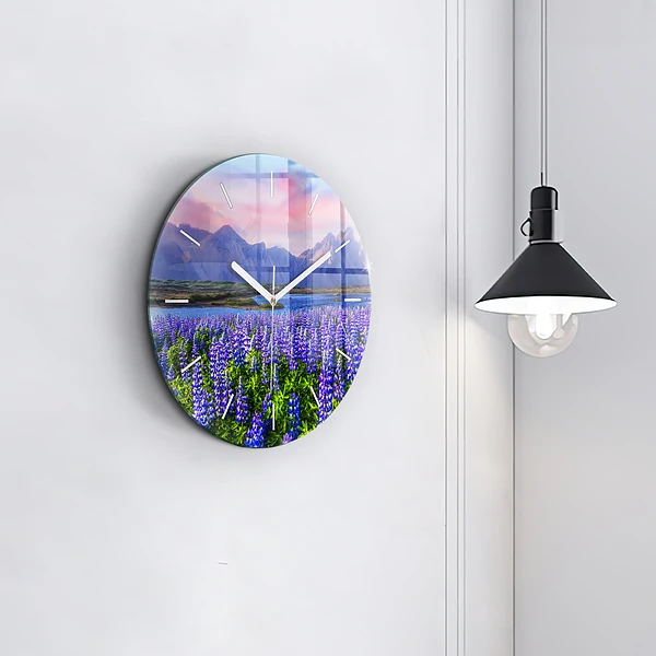 Wanduhr glas rund Bergblick Island
