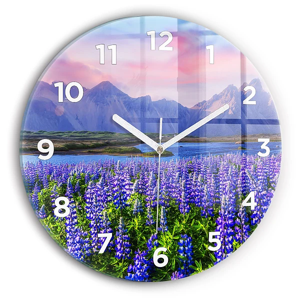 Wanduhr glas rund Bergblick Island