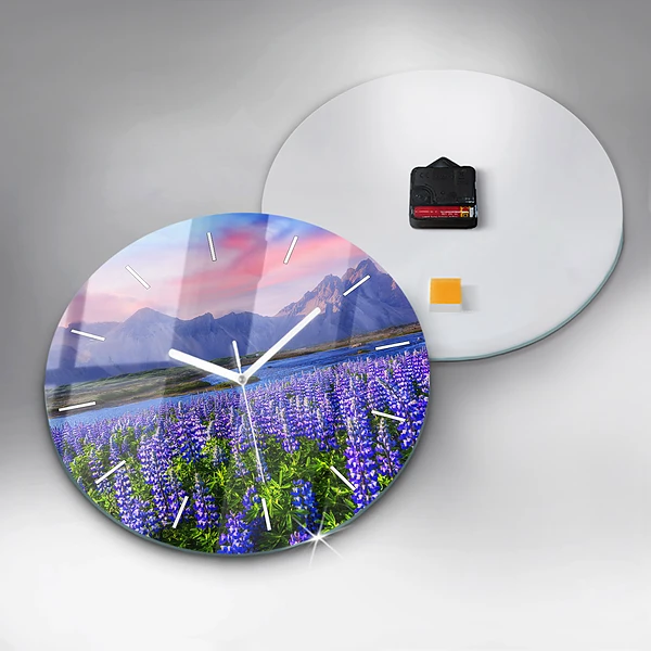 Wanduhr glas rund Bergblick Island