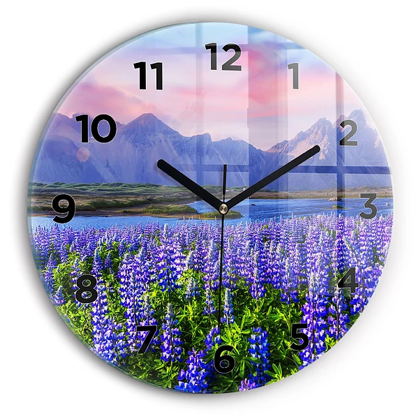 Wanduhr glas rund Bergblick Island