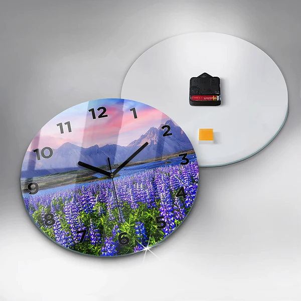 Wanduhr glas rund Bergblick Island
