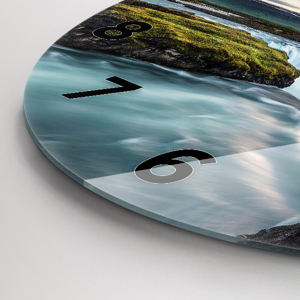Wanduhr rund mit motiv Landschaft mit Wasserfall