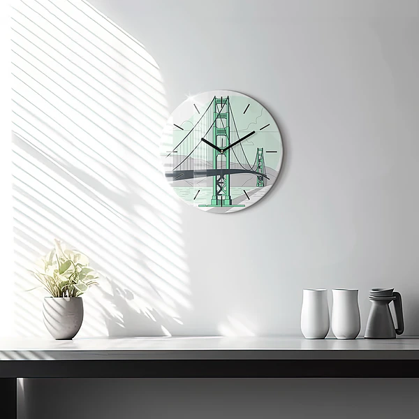 Wanduhr glas rund Grüne Brücke