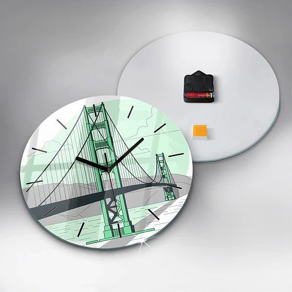 Wanduhr glas rund Grüne Brücke