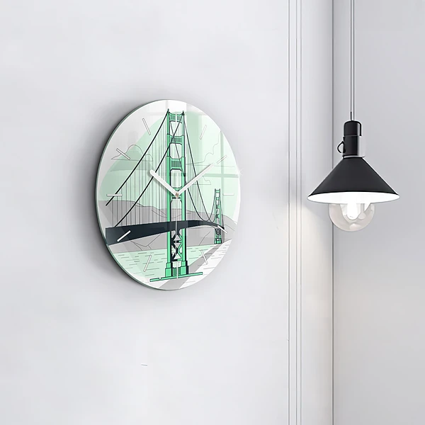Wanduhr glas rund Grüne Brücke
