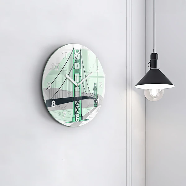 Wanduhr glas rund Grüne Brücke