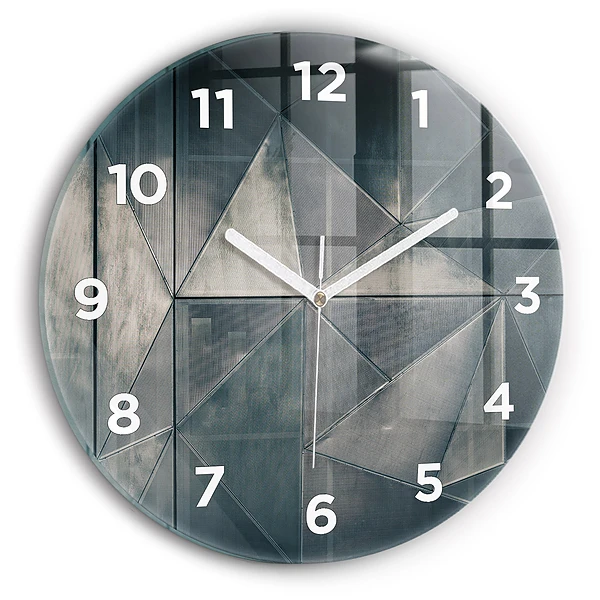 Wanduhr glas rund Metall abstrakte Dreiecke