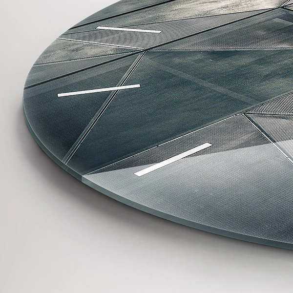 Wanduhr glas rund Metall abstrakte Dreiecke