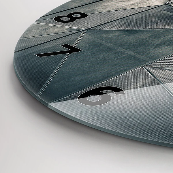 Wanduhr glas rund Metall abstrakte Dreiecke