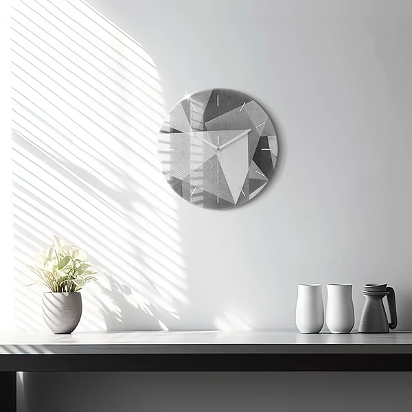 Wanduhr rund Graue geometrische Abstraktion