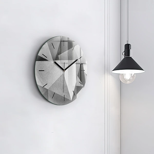 Wanduhr rund Graue geometrische Abstraktion