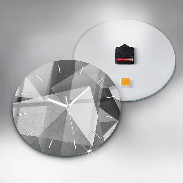 Wanduhr rund Graue geometrische Abstraktion