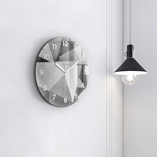 Wanduhr rund Graue geometrische Abstraktion