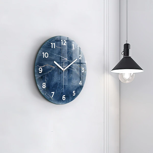 Wanduhr rund mit motiv Textur Blauer Marmor