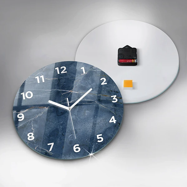 Wanduhr rund mit motiv Textur Blauer Marmor