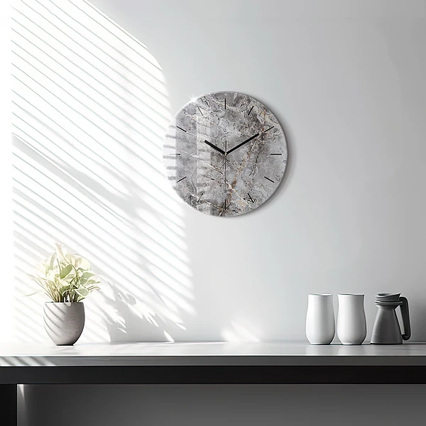 Wanduhr rund mit motiv Grauer Granit-Marmor-Stein