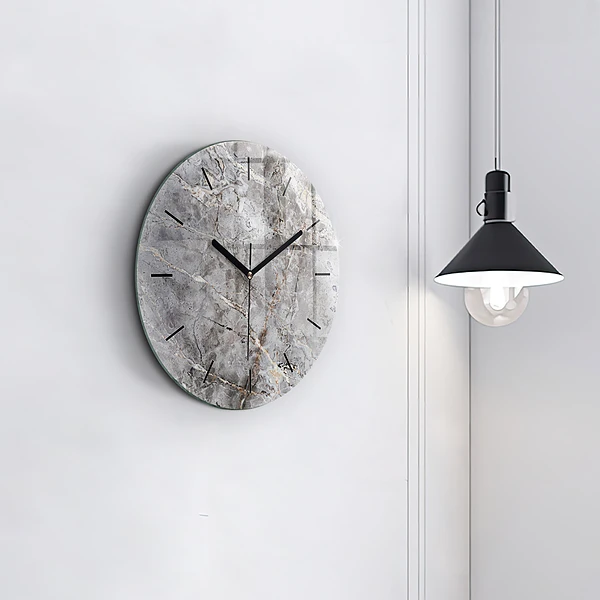 Wanduhr rund mit motiv Grauer Granit-Marmor-Stein