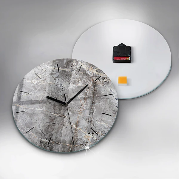Wanduhr rund mit motiv Grauer Granit-Marmor-Stein