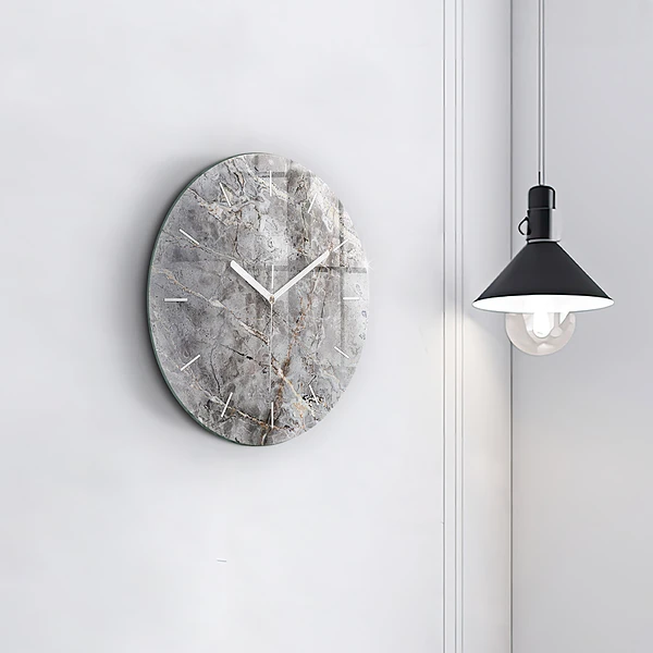 Wanduhr rund mit motiv Grauer Granit-Marmor-Stein