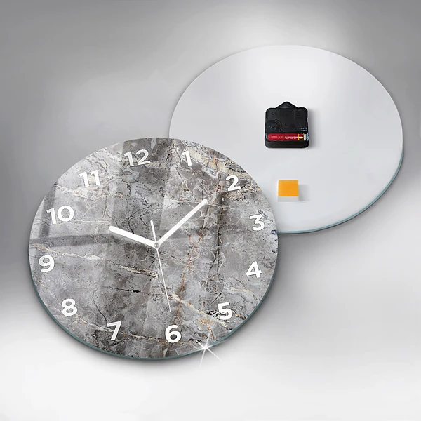 Wanduhr rund mit motiv Grauer Granit-Marmor-Stein