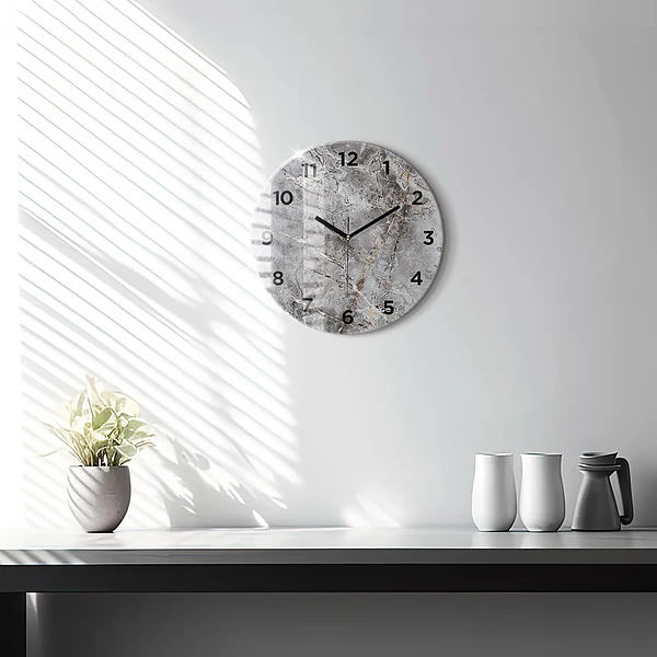 Wanduhr rund mit motiv Grauer Granit-Marmor-Stein