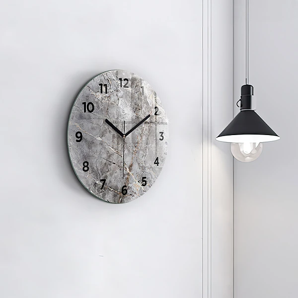 Wanduhr rund mit motiv Grauer Granit-Marmor-Stein