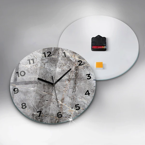 Wanduhr rund mit motiv Grauer Granit-Marmor-Stein