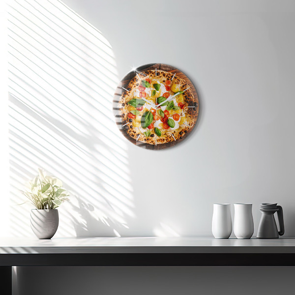 Wanduhr glas rund Italienische Pizza