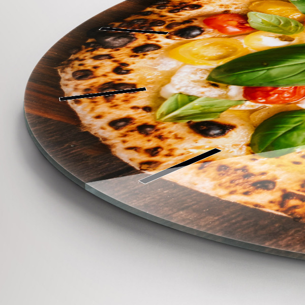 Wanduhr glas rund Italienische Pizza