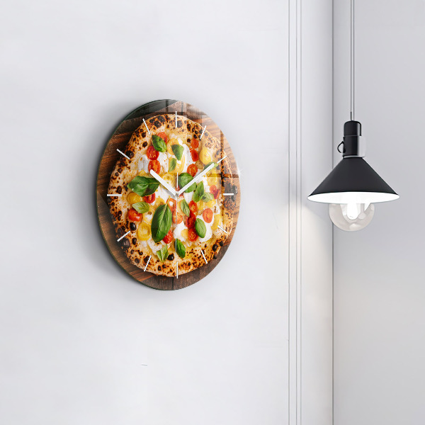 Wanduhr glas rund Italienische Pizza