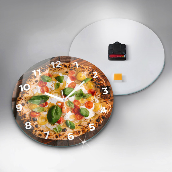 Wanduhr glas rund Italienische Pizza